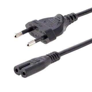 StarTech 2m (6ft) Laptop Power Cord, EU Plug to C7, 2.5A 250V, 18AWG, Notebook / Laptop Replacement AC Power Cord, Printer/Power Brick Cord, Europlug to IEC 60320 C7 - Laptop Charger Cable, Black (752E-2M-POWER-LEAD)