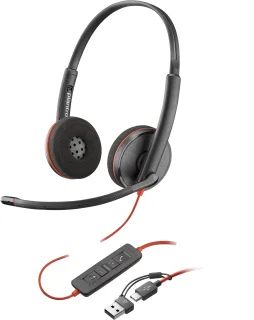 HP Poly Blackwire 3220 - Blackwire 3200 Series - headset - on-ear - wired - USB-C - black - Certified for Skype for Business, Cisco Jabber Certified, Avaya Certified, UC certified