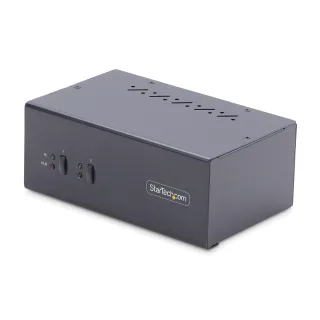 Startech 2-Port Dual-Monitor DisplayPort KVM Switch, 4K 60Hz, 2x USB 5Gbps Hub Ports, 2x USB 2.0 HID Ports, Hotkey and Push-Button Switching, TAA Compliant - ESD Level 3 Protection (P2DD46A2-KVM-SWITCH)
