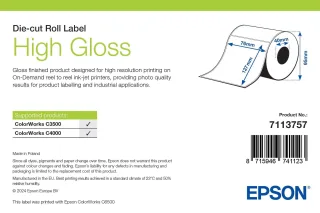 Epson 7113757 High Gloss Label Die-cut Roll 76MM X 127MM 250 Labels