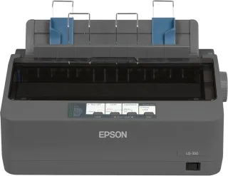 Epson LQ-350 Dot Matrix Printer , 24 pins, 80 column, original + 3 copies, 300 cps HSD (10 cpi), Epson ESC/P2 - IBM 2390+ emulation, 14 fonts, 8 Barcode fonts, 3 paper paths, single and continous sheet, paper park, USB Parallel and Serial I/F