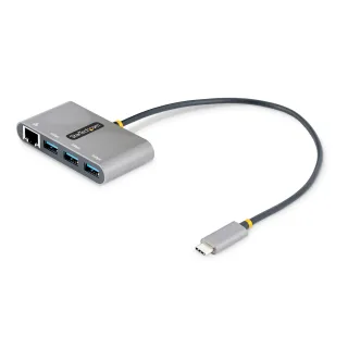Startech 3-Port USB-C Hub with Ethernet, 3x USB-A Ports, Gigabit Ethernet, USB 3.0 5Gbps, Bus-Powered, USB Type-C Hub w/ GbE and 1ft/30cm Long Cable, Portable USB-C to USB-A Laptop Hub - USB Expansion Hub (HB30C3A1GEA2) - Hub - 3 x SuperSpeed USB 3.0 + 1 x 10/100/1000 - desktop