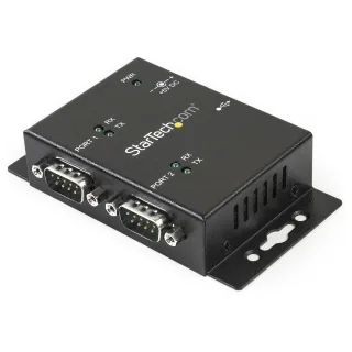 Startech USB to Serial Adapter - 2 Port - Wall Mount - Din Rail Clips - Industrial - COM Port Retention - FTDI - DB9 (ICUSB2322I) - Serial adapter - USB 2.0 - RS-232 x 2 - black