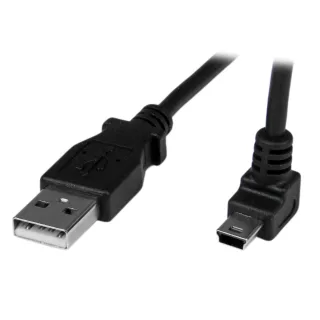 StarTech 1m Mini USB Cable Cord - A to Up Angle Mini B - Up Angled Mini USB Cable - 1x USB A (M), 1x USB Mini B (M) - Black (USBAMB1MU) - USB cable - USB (M) to mini-USB Type B (M) - 1 m - 90° connector - black