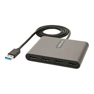 Startech USB 3.0 to 4 HDMI Adapter, External Video & Graphics Card, USB Type-A to Quad HDMI Monitor Display Adapter Dongle, 1080p 60Hz, USB 3.0 to HDMI Adapter/Video Converter, Windows - Multi Monitor Adapter - Adapter cable - USB Type A male to HDMI female - 1 m - space grey - 1080p support 60Hz