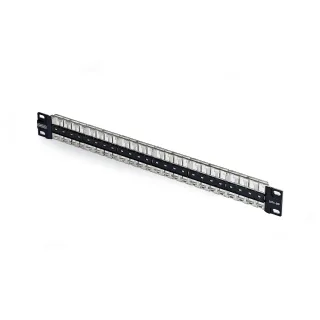 Startech - Blank keystone patch panel - for RJ45 - wall mountable, rack mountable - CAT 6a/8 - STP/UTP - black - 1U - 19" - 48 ports - TAA Compliant