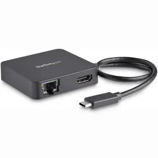 Startech USB C Multiport Adapter, Portable USB-C Mini Dock 4K HDMI Video, Gigabit Ethernet, USB 3.0 Hub (1x USB-A 1x USB-C), USB Type-C Multiport Adapter, Thunderbolt 3 Compatible - USB-C Travel Dock (DKT30CHD)