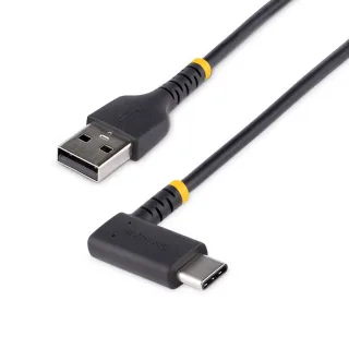 StarTech 3ft (1m) USB A to C Charging Cable Right Angle, Heavy Duty Fast Charge USB-C Cable, USB 2.0 A to Type-C, Durable and Rugged Aramid Fiber, 3A, S20/iPad/Pixel - High Quality USB Charging Cord (R2ACR-1M-USB-CABLE)