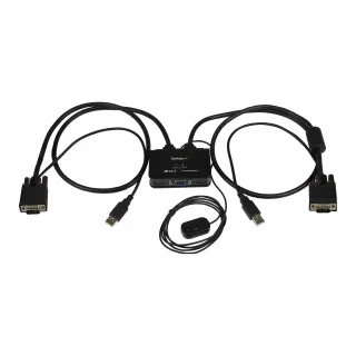 Startech 2 Port USB VGA Cable KVM Switch - USB Powered with Remote Switch - KVM with VGA - Dual Port VGA KVM Switch (SV211USB) - KVM switch - 2 x KVM port(s) - 1 local user - desktop