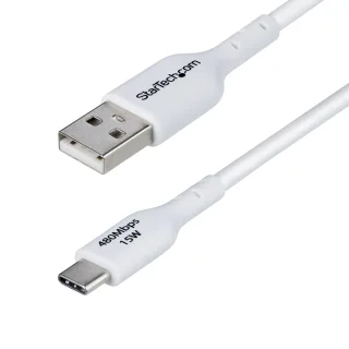 StarTech 2m (6.6ft) White USB-A to USB-C Charging Cable/Cord, M/M - USB cable - USB (M) to USB-C (M) - USB 2.0 - 3 A - 2 m - halogen-free, passive, charge and sync, USB Fast Charge (15W) - white