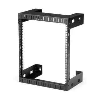 Startech 12U 19" Wall Mount Network Rack - 12" Deep 2 Post Open Frame Server Room Rack for Data/AV/IT/Computer Equipment/Patch Panel with Cage Nuts & Screws 200lb Capacity, Black (RK12WALLO)