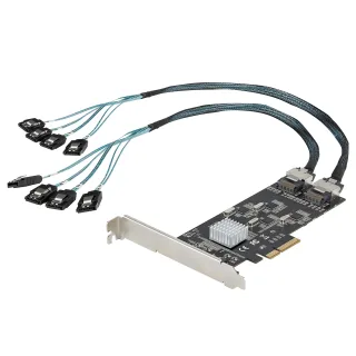 Startech 8 Port SATA PCIe Card, PCI Express 6Gbps SATA Expansion Card with 4 Host Controllers, SATA PCIe Controller Card, PCI-e x4 Gen 2 to SATA III Adapter Card, Drive Cables Incl. - Windows/macOS/Linux (8P6G-PCIE-SATA-CARD) - Storage controller - SATA 6Gb/s / SAS 6Gb/s - low profile - PCIe 2.0 x4 - black