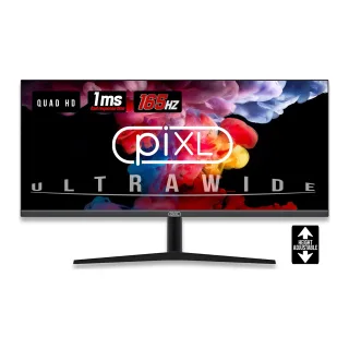 piXL 34-inch UWQHD UltraWide 165Hz Gaming Monitor with 100% sRGB Colour Gamut, Quad HD 3440 x 1440 IPS Panel & 1ms Response Time, 3 Year Warranty & Speakers