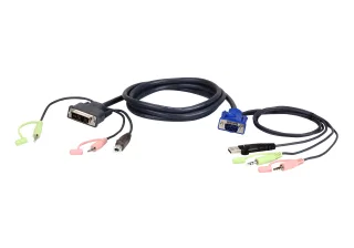 ATEN 2L-7DX2U - Keyboard / mouse / video / audio cable - USB, HD-15 (VGA), mini-phone stereo 3.5 mm (M) to mini-phone stereo 3.5 mm, USB Type B, DVI-I (M) - 1.8 m