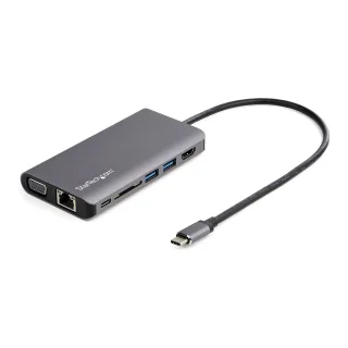 Startech USB C Multiport Adapter, USB-C Mini Travel Dock with 4K HDMI or 1080p VGA, 3x USB 3.0 Hub, SD, GbE, Audio, 100W PD Pass-Through, Portable Docking Station for Laptop/Tablet - USB 3.0 Mini Dock - Docking station - USB-C - VGA, HDMI - 1GbE