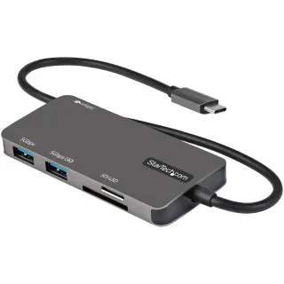 Startech USB C Multiport Adapter, USB-C to 4K 30Hz HDMI, 100W Power Delivery Pass-through, SD/MicroSD Slot, 3-Port USB 3.0 Hub, USB Type-C Mini Dock, 12" (30cm) Long Attached Cable - Thunderbolt 3 Compatible (DKT30CHSDPD) - Docking station - USB-C / Thunderbolt 3 - HDMI