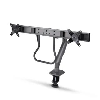 Startech Desk Mount Dual Monitor Arm w/ Crossbar, Up To 27" Displays - Mounting kit - articulating, mechanical spring - for 2 LCD displays - plastic, steel - black - screen size: 17"-27" - desk-mountable - TAA Compliant