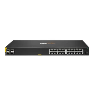 HPE Aruba 6100 24G Class4 PoE 4SFP+ - Switch - Managed - 24 x 10/100/1000 + 4 x 1 Gigabit / 10 Gigabit SFP+ - side to side airflow - rack-mountable - PoE+ (370 W)