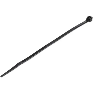 Startech 15cm(6") Cable Ties, 3mm(1/8") wide, 39mm(1-3/8") Bundle Diameter, 18kg(40lb) Tensile Strength, Nylon Self Locking Zip Ties w/ Curved Tip, 94V-2/UL Listed, 1000 Pack, Black - Nylon 66 Plastic - TAA (CBMZT6BK)