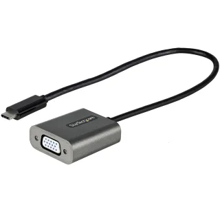 Startech USB C to VGA Adapter, 1080p USB Type-C to VGA Adapter Dongle, USB-C (DP Alt Mode) to VGA Monitor/Display Video Converter, Thunderbolt 3 Compatible, 12" Long Attached Cable - USB C to VGA Converter (CDP2VGAEC) - Adapter - USB-C male to HD-15 (VGA) female - 30 cm - black - 1200p support - for P/N: MXT101MMHQ45, MXT101MMHQ60, MXT101MMHQ65, MXT101MMHQ70, MXT101MMHQFF, TB4CDOCK