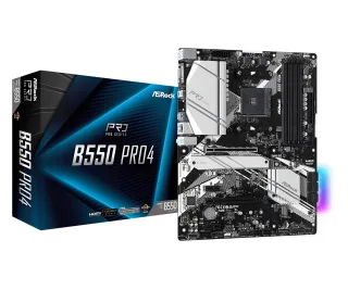 ASRock B550 Pro4 AMD AM4 Socket Motherboard, ATX, 4x DDR4 Slots, 2x M.2 Sockets, GbE LAN, 1x D-Sub / 1x HDMI Port