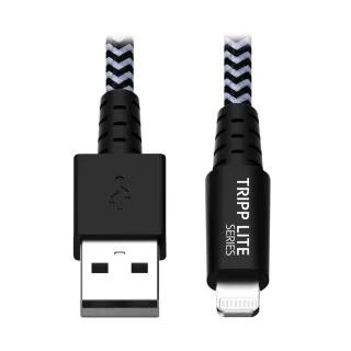 Eaton Tripp Lite Series Heavy-Duty USB-A to Lightning Sync/Charge Cable, MFi Certified - M/M, USB 2.0, 6 ft. (1.83 m) - Lightning cable - USB male to Lightning male - 1.8 m - black, white