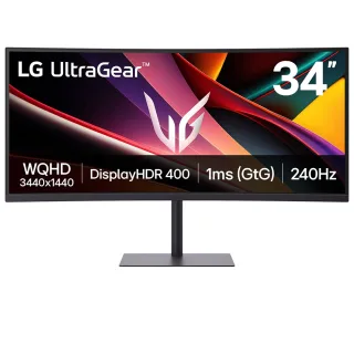 LG UltraGear 34G630A-B - LED monitor - gaming - curved - 34" - 3440 x 1440 UWQHD @ 240 Hz - VA - 300 cd/m² - 4000:1 - DisplayHDR 400 - 1 ms - 2xHDMI, DisplayPort, USB-C - speakers