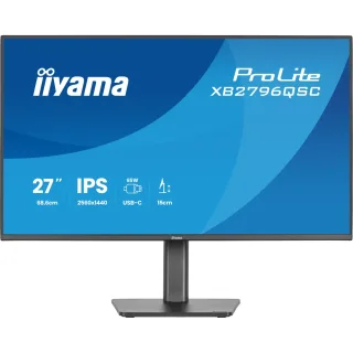 iiyama ProLite XB2796QSC-B1 - LED monitor - 27" - 2560 x 1440 QHD @ 75 Hz - IPS - 350 cd/m² - 1000:1 - 4 ms - HDMI, USB-C - speakers - black, matte