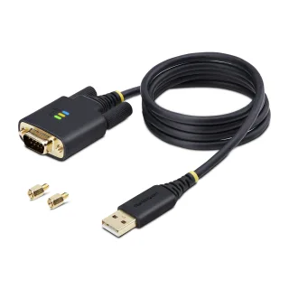 StarTech 3ft (1m) USB to Serial Adapter Cable, Interchangeable DB9 Screws/Nuts, COM Retention, USB-A to DB9 RS232, FTDI IC, Level-4 ESD Protection, Windows/macOS/ChromeOS/Linux - Rugged TPE Construction (1P3FFCB-USB-SERIAL) - USB / serial cable - USB (M) to DB-9 (M) - 1 m - black