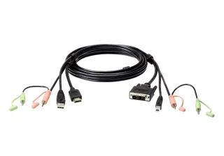 ATEN 2L-7D02DH - Keyboard / video / mouse (KVM) cable - USB, HDMI, 2 x stereo mini jack (M) to USB Type B, DVI-D, 2 x stereo mini jack (M) - 1.8 m - thumbscrews