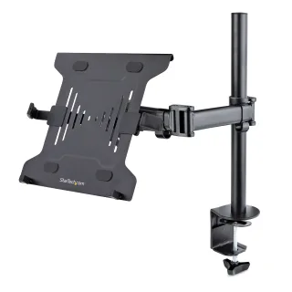 Startech Laptop Desk Mount, Monitor and Laptop Mount for Desk, Displays 34in (8kg/17.6lb) & Laptops (4.5kg/9.9lbs), Adjustable & Articulating VESA Laptop Tray Arm - Desk Monitor Mount - Clamp / Grommet Mount (A-LAPTOP-DESK-MOUNT) - Mounting kit (tray, articulating arm, desk clamp mount, pole) - for monitor / notebook - plastic, steel - black - screen size: 13"-34" - notebook mount