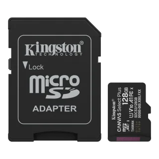 Kingston Canvas Select Plus - Flash memory card (microSDXC to SD adapter included) - 128 GB - A1 / Video Class V10 / UHS-I U1 / Class10 - microSDXC UHS-I