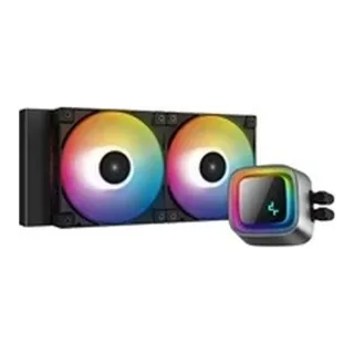 DeepCool LS520 Premium AiO Liquid CPU Cooler, Universal Socket, 240mm Radiator, PWM 2250RPM Cooling Fans, Addressable RGB LED Lighting, Fully Customizable Infinity Mirror Cap Design, Black Version