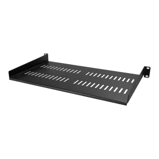 Startech 1U Vented Server Rack Cabinet Shelf, 10in Deep Fixed Cantilever Tray, Rackmount Shelf for 19" AV/Data/Network Equipment Enclosure with Cage Nuts & Screws, 44lbs Weight Cap. - 1U Network Rack Shelf (CABSHELFV1U) - Rack shelf - black - 1U - 10