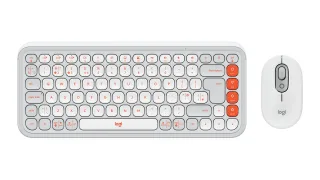 Logitech POP Icon Combo - Keyboard and mouse set - wireless - Bluetooth LE - QWERTY - UK - off-white, orange