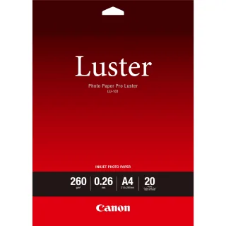 Canon Photo Paper Pro Luster LU-101 - Luster - 260 micron - A4 (210 x 297 mm) - 260 g/m² - 20 sheet(s) photo paper - for PIXMA PRO-1, PRO-10, PRO-100, TS7450i