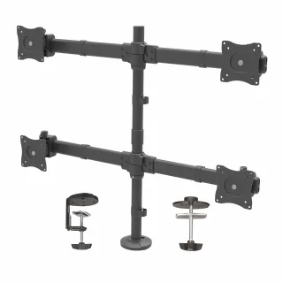 Startech Desk Mount Quad Monitor Arm, Ergonomic VESA 4 Monitor Mount 2x2 up to 27", Articulating & Height Adjustable Pole Mount, Tilt/Swivel/Rotate LCD/LED Screen, Clamp/Grommet - Heavy-duty VESA Mount (ARMQUAD) - Mounting kit - adjustable arm - for 4 monitors - heavy duty steel - screen size: 13"-27" - desk-mountable