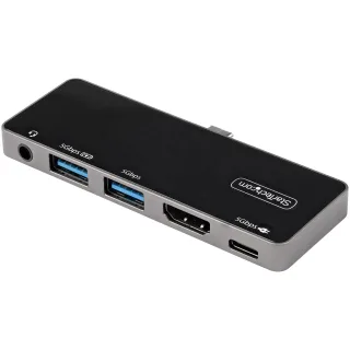 Startech USB C Multiport Adapter, USB-C Mini Dock, USB-C to 4K 60Hz HDMI 2.0, With 100W Power Delivery Pass-Through Charging, 3-Port USB 3.0 Hub, Audio, USB Type-C Multiport Adapter - USB-C Travel Dock - Docking station - USB-C - HDMI