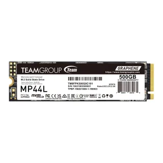 Team MP44L (TM8FPK500G0C101) 500GB NVMe SSD, PCIe Gen4, M.2 Interface, 2280, Read 5000 MB/s, Write 3700 MB/s, 5 Year Warranty
