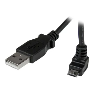 StarTech 2m Micro USB Cable Cord - A to Up Angle Micro B - Up Angled Micro USB Cable - 1x USB A (M), 1x USB Micro B (M) - Black (USBAUB2MU) - USB cable - Micro-USB Type B (M) to USB (M) - USB 2.0 - 2 m - molded, 90° connector - black