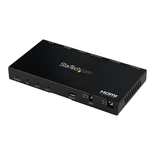 Startech 2-Port HDMI Splitter (1x2), 4K 60Hz UHD HDMI 2.0 Audio Video Splitter w/ Scaler & Audio Extractor (3.5mm/SPDIF), Dual HDMI Splitter (1-In 2-Out), EDID Copy, TV/Projector - Supports HDCP 2.2 (ST122HD20S) - Video/audio splitter - 2 x HDMI - desktop