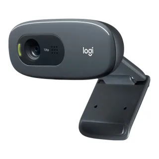 Logitech C270 HD Webcam, HD 720p/30fps, Widescreen HD Video Calling, HD Light Correction, Noise-Reducing Mic, For Skype, FaceTime, Hangouts, WebEx, PC/Mac/Laptop/Macbook/Tablet, Black