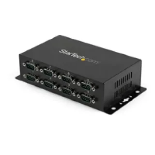 Startech 8 Port USB to Serial RS232 Adapter - Wall Mount - Din Rail - COM Port Retention - FTDI USB to DB9 RS232 Hub (ICUSB2328I) - Serial adapter - USB 2.0 - RS-232 x 8 - black