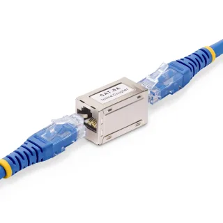 Startech Shielded RJ45 Coupler, Inline Cat6a Coupler, F/F - Network coupler - RJ-45 (F) to RJ-45 (F) - shielded - CAT 6a - passive - silver