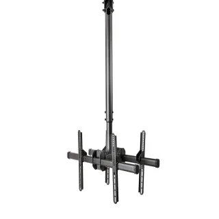 Startech Dual TV Ceiling Mount, Back-to-Back Heavy Duty Hanging Dual Screen Mount with Adjustable Telescopic 3.5' to 5' Pole, Tilt/Swivel/Rotate, VESA Bracket for 32-75" Displays - Ceiling TV Bracket (FPCEILBTB)