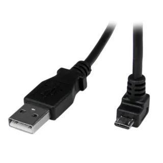 StarTech 2m Micro USB Cable Cord - A to Down Angle Micro B - Down Angled Micro USB Cable - 1x USB A (M), 1x USB Micro B (M) - Black (USBAUB2MD) - USB cable - Micro-USB Type B (M) to USB (M) - USB 2.0 - 2 m - molded, 90° connector - black