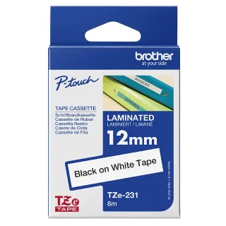 Brother TZe-231 - Standard adhesive - black on white - Roll (1.2 cm x 8 m) 1 cassette(s) laminated tape - for Brother PT-D210, D600, H110, P-Touch PT-1005, D200, D450, E550, H105, H110, P300, P900