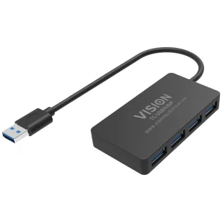 USB 3.0 4 port hub - 4 x USB 3.0 ports - 5 gbps - 30 cm cable - black
