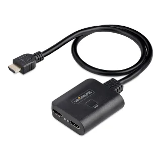 Startech 2-Port HDMI Splitter, 4K 60Hz HDMI 2.0 Video, 4K HDMI Splitter 1 In 2 Out, 1x2 HDMI Display/Output Splitter, HDR/HDCP - 20in (50cm) Built-in HDMI Cable, Powered via USB or Included Power Supply (HDMI-SPLITTER-4K60UP) - Video/audio splitter - desktop
