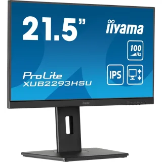 iiyama PROLITE XUB2293HSU-B7 22 inch IPS Monitor, Full HD, 1ms, USB Hub, HDMI, DisplayPort, Freesync, 100Hz, Speakers, Black, Internal PSU, VESA, Height Adjustable, Pivot